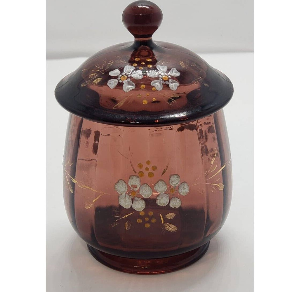 Dark purple Hand Painted Jar - Translucent - Decorative